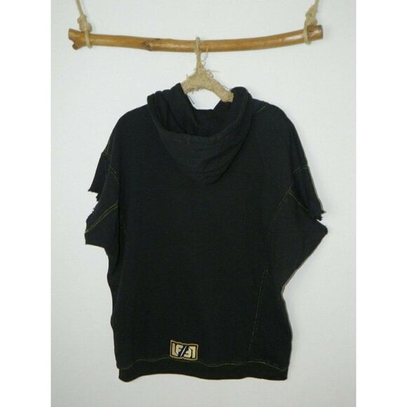 LF Sweatshirt‎ Hoodie BLACK Oversize Pullover Ripped Sleeves Size Small - Picture 1 of 11